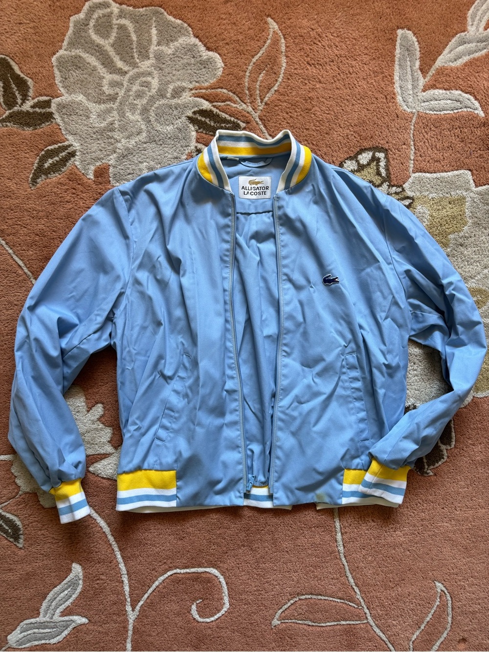 Lacoste Light Blue Bomber Jacket with Yellow Trim